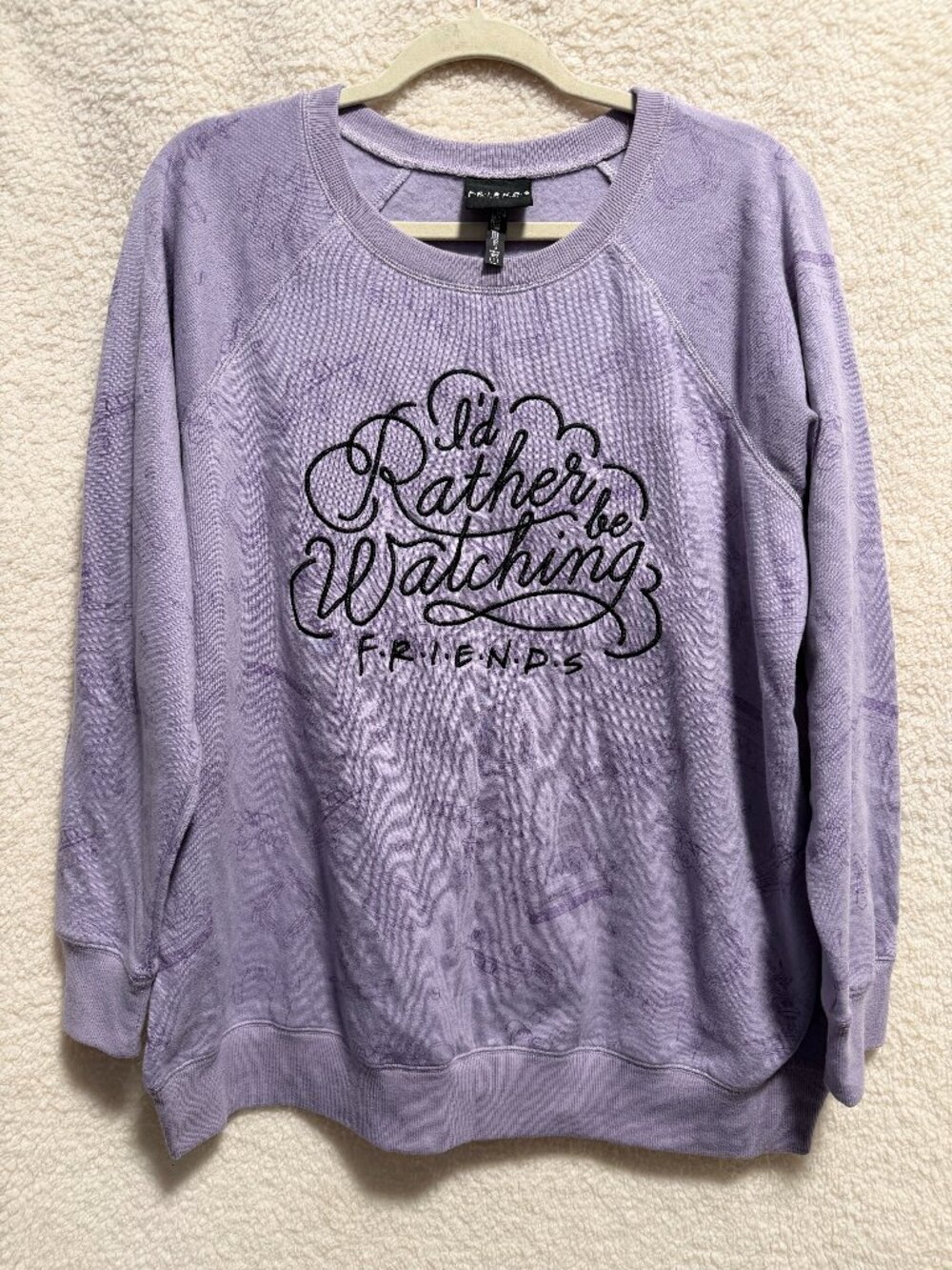 TORRID FRIENDS Embroidered Sweatshirt Lilac Light Purple Size Large 0 / 12
